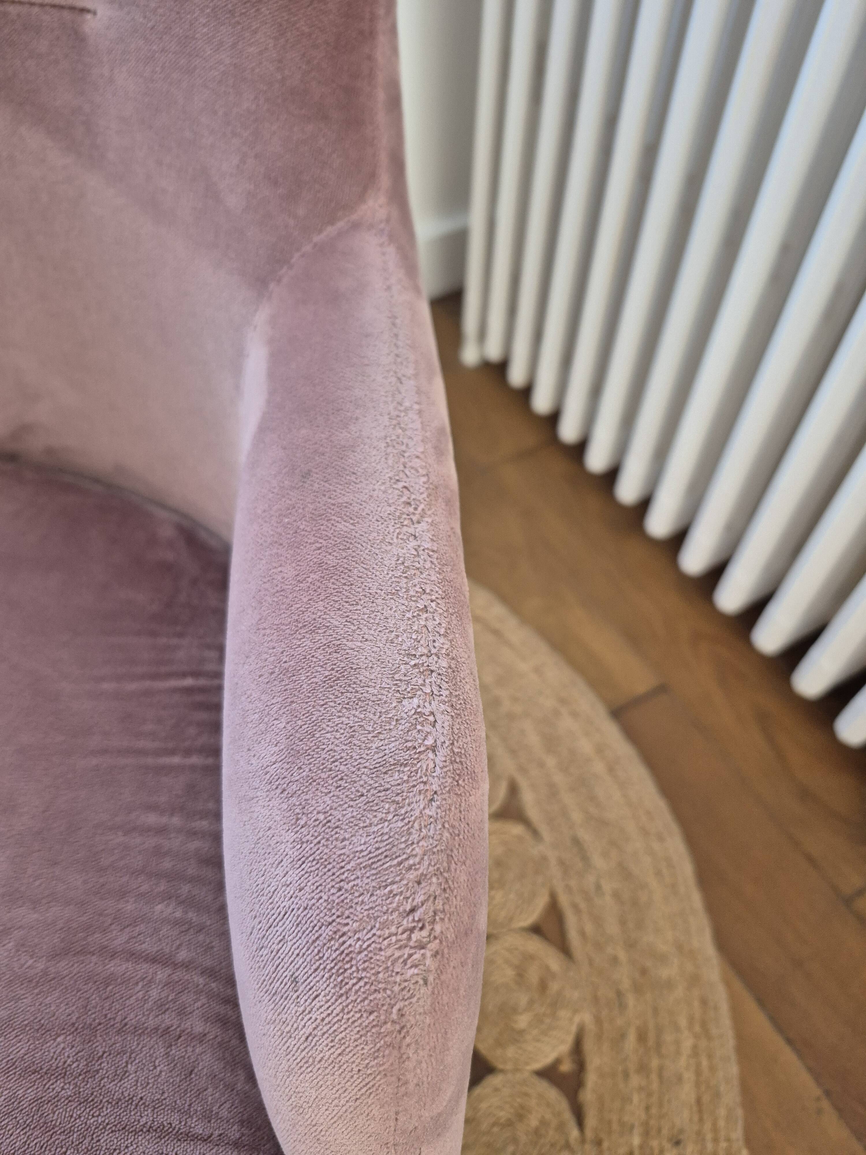 Fauteuil torre 1961 – modèle da vinci 02 – velours rose pâle