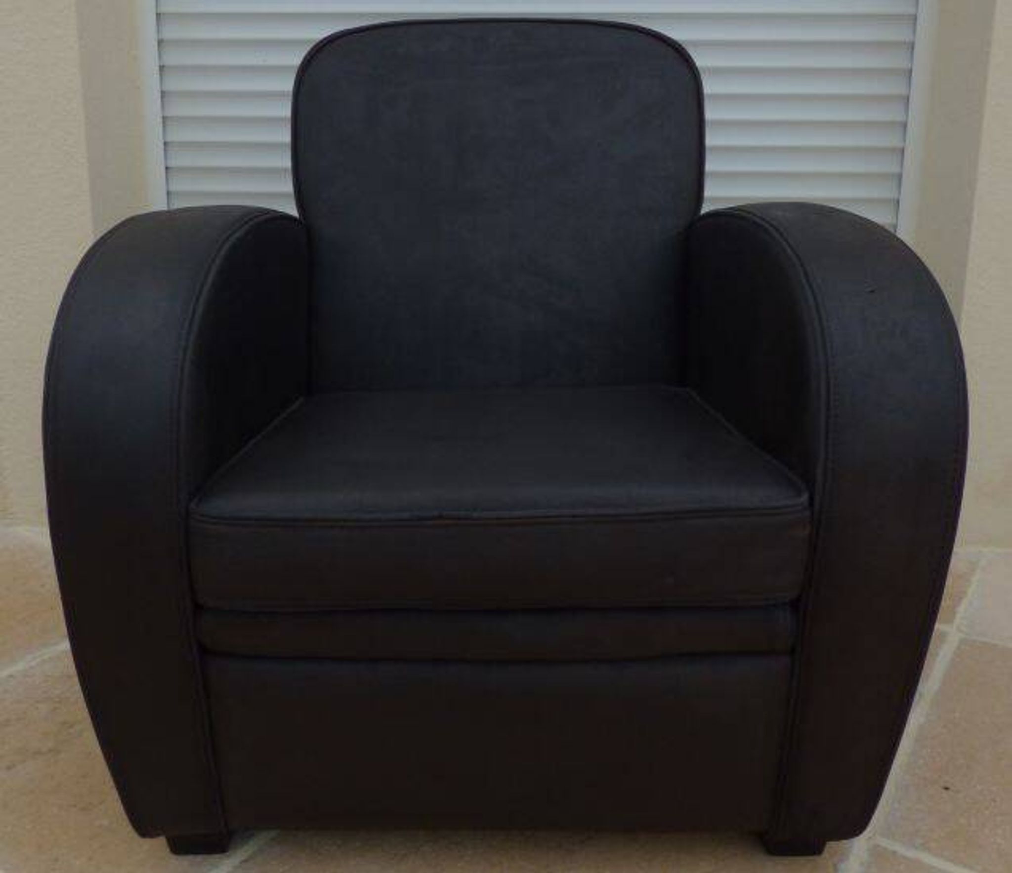 Fauteuil club en cuir noir gris - Très bon état