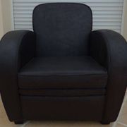 Fauteuil club en cuir noir gris - Très bon état