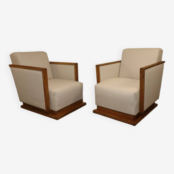 Pair of modernist cubic armchairs, 1940