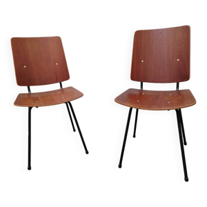 paire de chaises en métal - teck