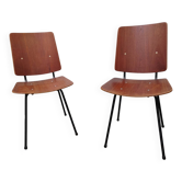 Paire de chaises en métal et teck