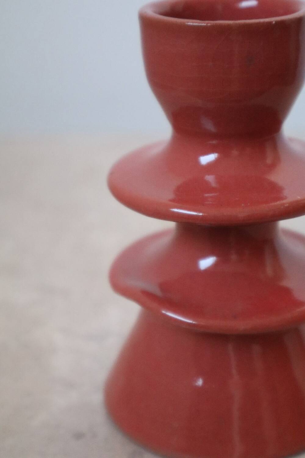 Dark pink ceramic colored candle holder