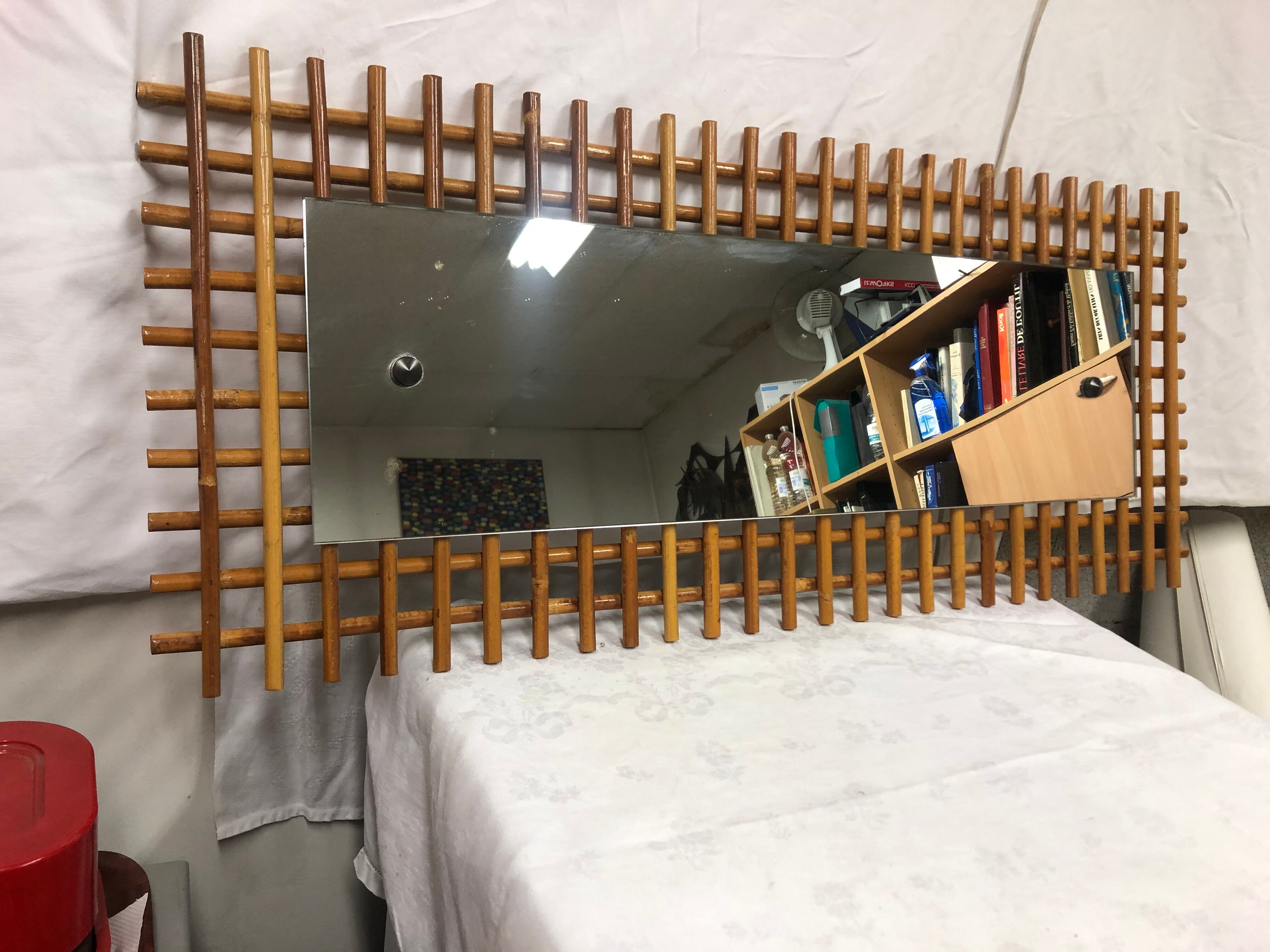 Vintage rattan mirror 1960