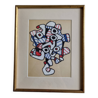 Sérigraphie d’après Jean Dubuffet, encadrée, années 70, 25 x 31 cm