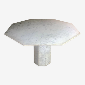 Table octogonale en marbre de Carrare vintage 1970