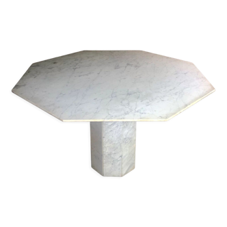 Octagonal table in vintage Carrara marble 1970