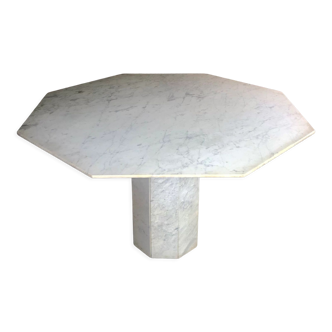Table octogonale en marbre de Carrare vintage 1970