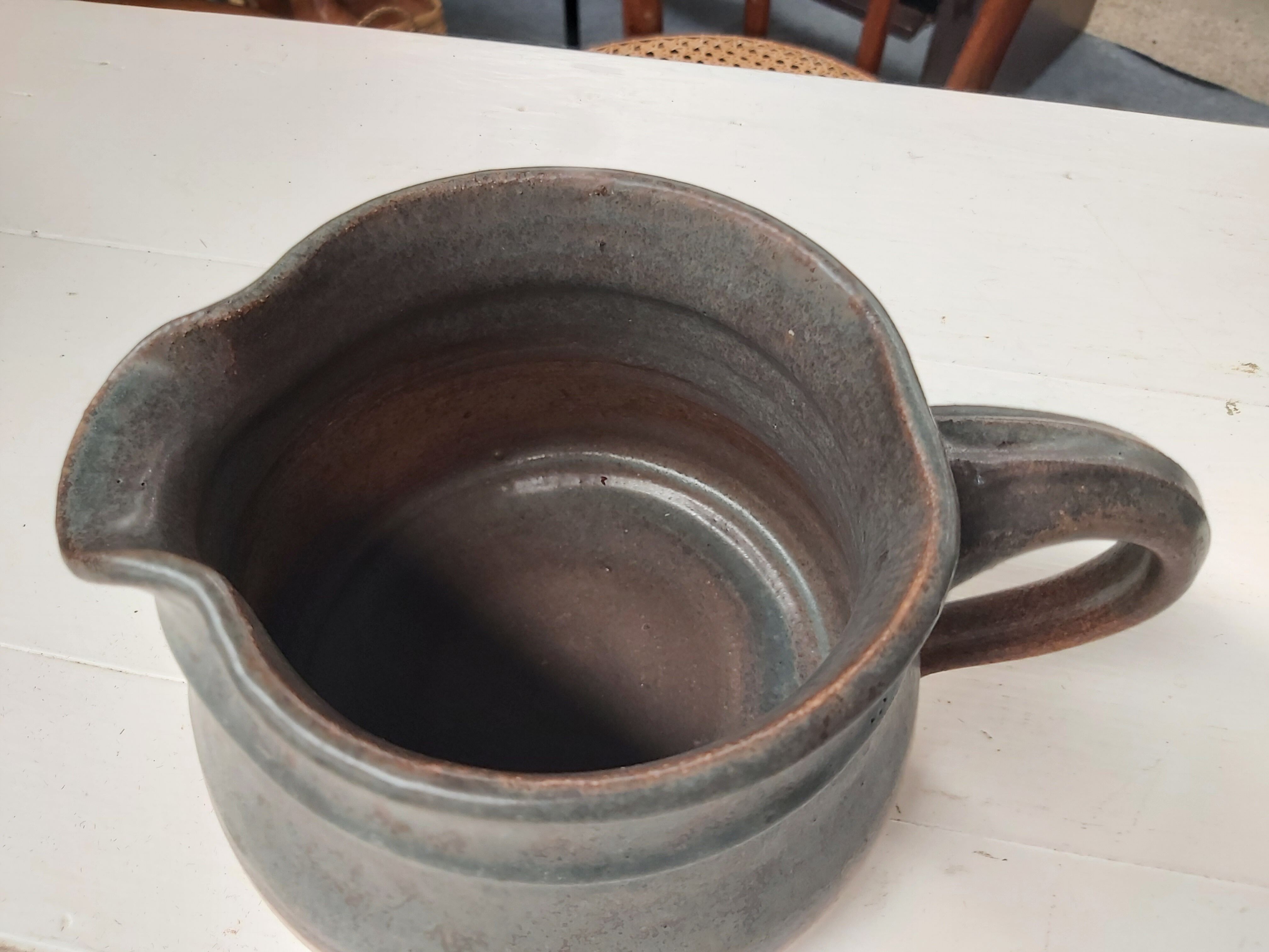 Enamelled stoneware pitcher
