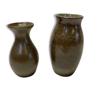 Ensemble de 2 vases en grès artisanal