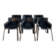 Set of 6 black leather armchairs from the 1970s