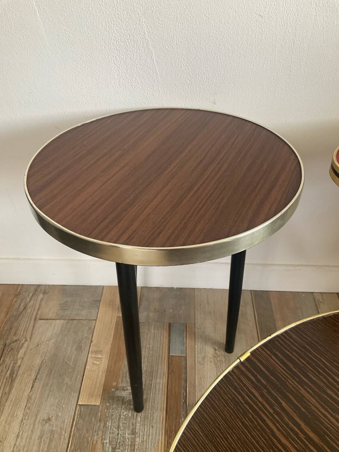 Trio of tripod side tables, 1960s-70s