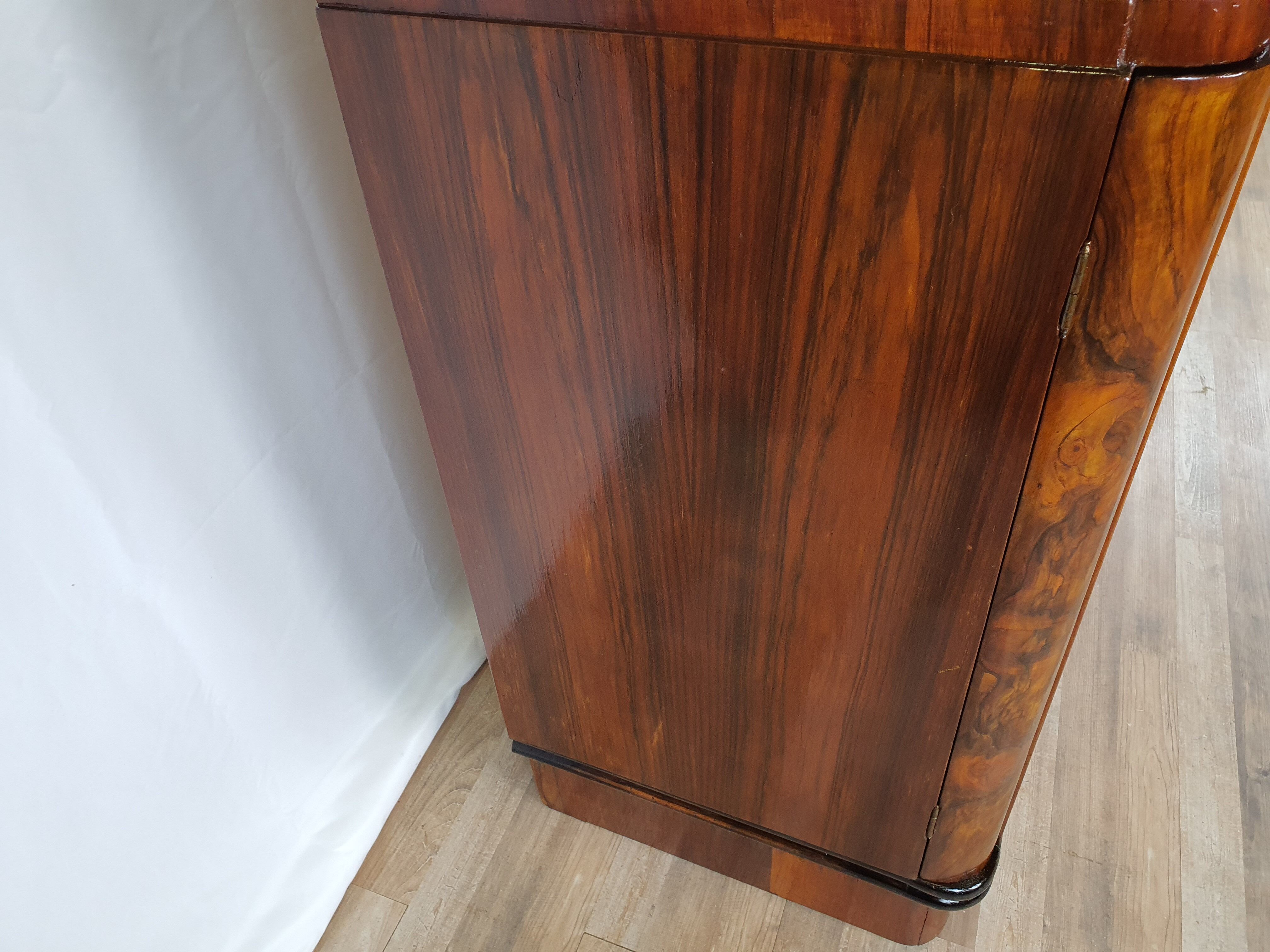 Art deco dining room sideboard in briar with upstand, 1940s