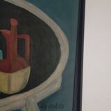 Huile sur toile signée Christian Duriaud - Nature Morte à la Rose, 1969