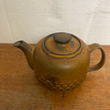 Vintage KW Feuerfest Embossed Brown Ceramic Teapot #C786