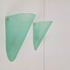 Vintage Triangular Conical Wall Sconces in Green Frosted Glass, 1990s, Set of 2