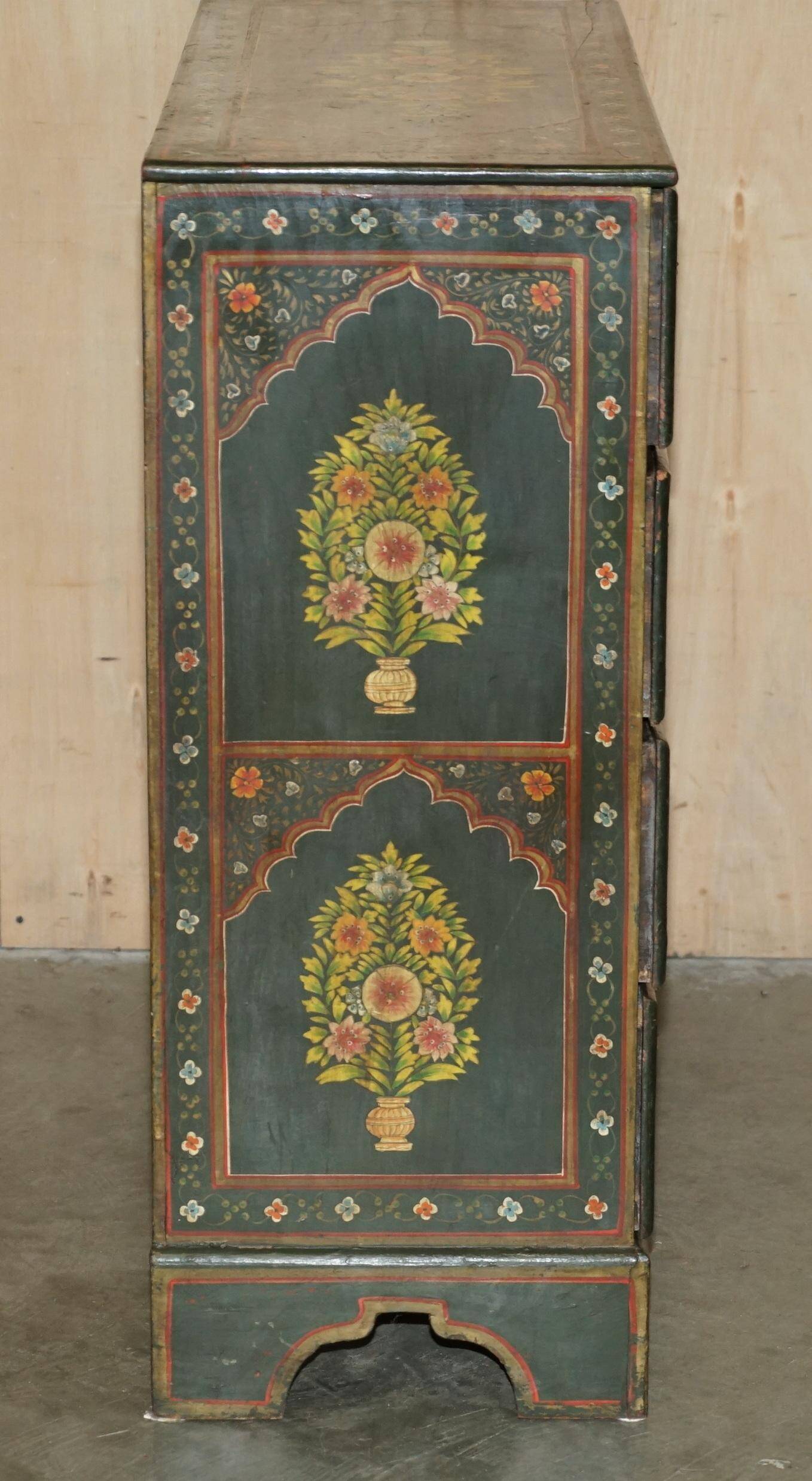 Antique Swedish commode hand-painted, two drawers out of three.