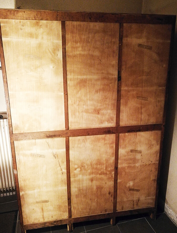 Meuble classeur à triple rideau vintage en bois
