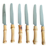 6 small vintage bamboo knives