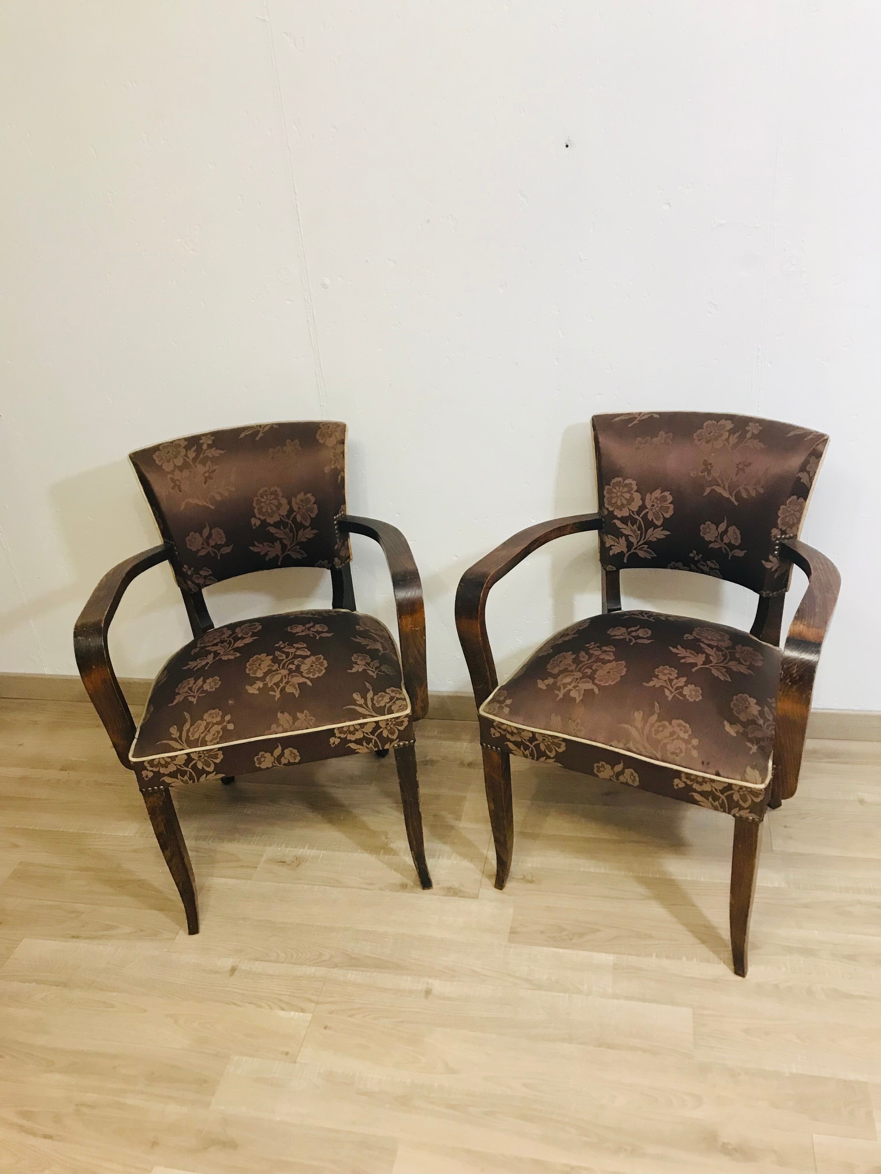 Pair of bridge armchairs