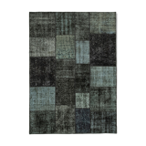 Hand-knotted turkish vintage 170 cm x 238 cm black patchwork carpet