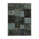 Hand-knotted turkish vintage 170 cm x 238 cm black patchwork carpet