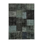 Hand-knotted turkish vintage 170 cm x 238 cm black patchwork carpet