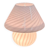 Lampe champignon vintage en verre blanc tourbillonnant – Lampe de table opaline de style italien. 1970