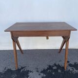 Modernist wooden desk with compass feet 1950