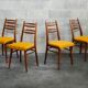 Suite of 4 Czech chairs wood and fabric Yellow "Univerzal" late 60