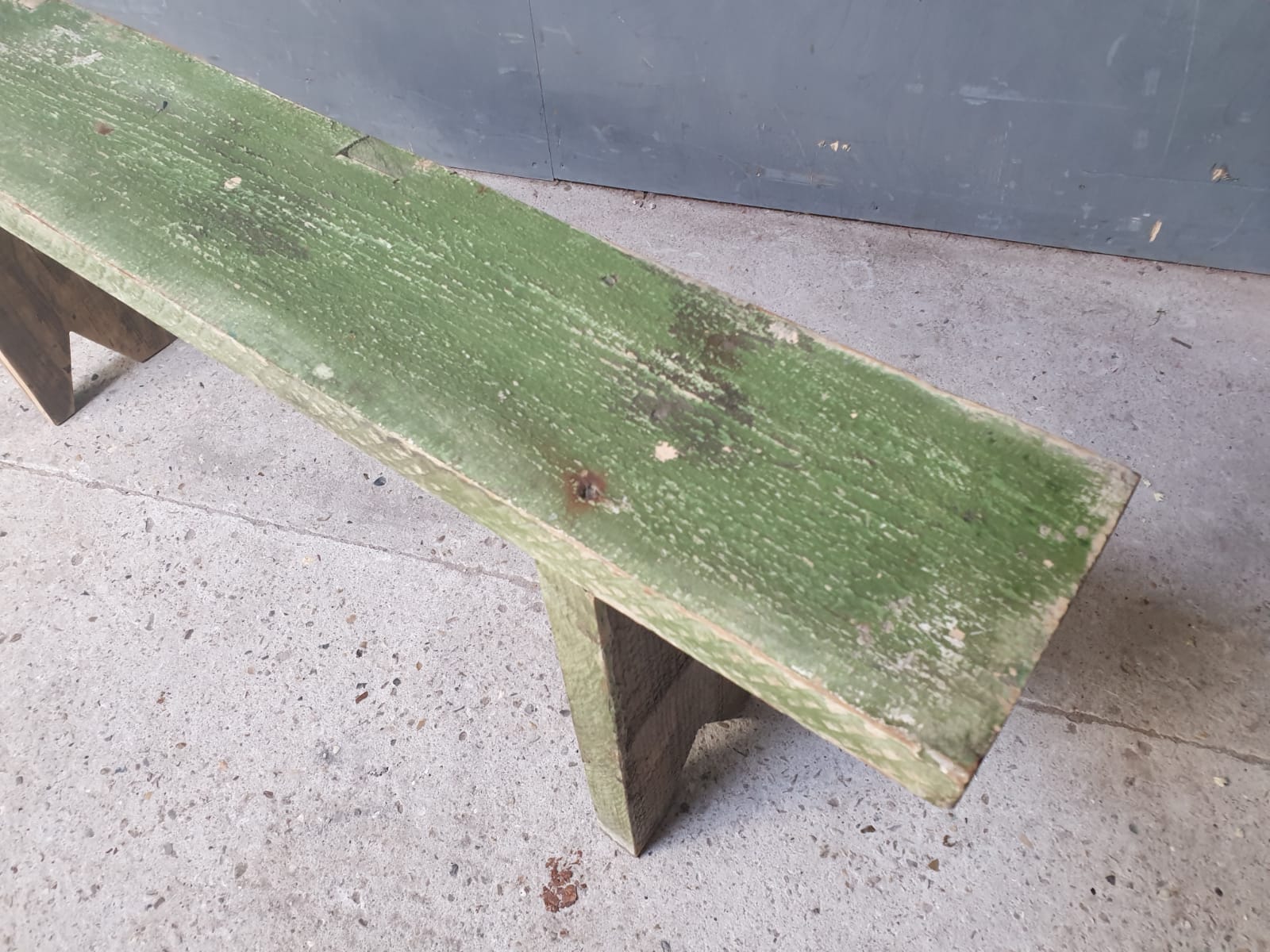 Brocante wooden bench, side table fresh green