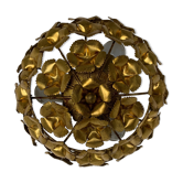 Ceiling lamp floral decoration in gilded metal