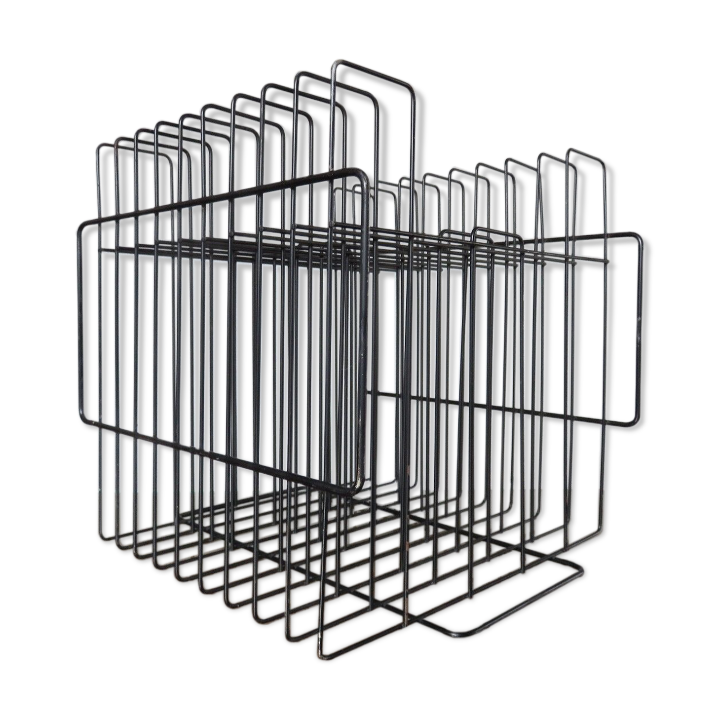 Vinyl rack in black painted metal  1960s