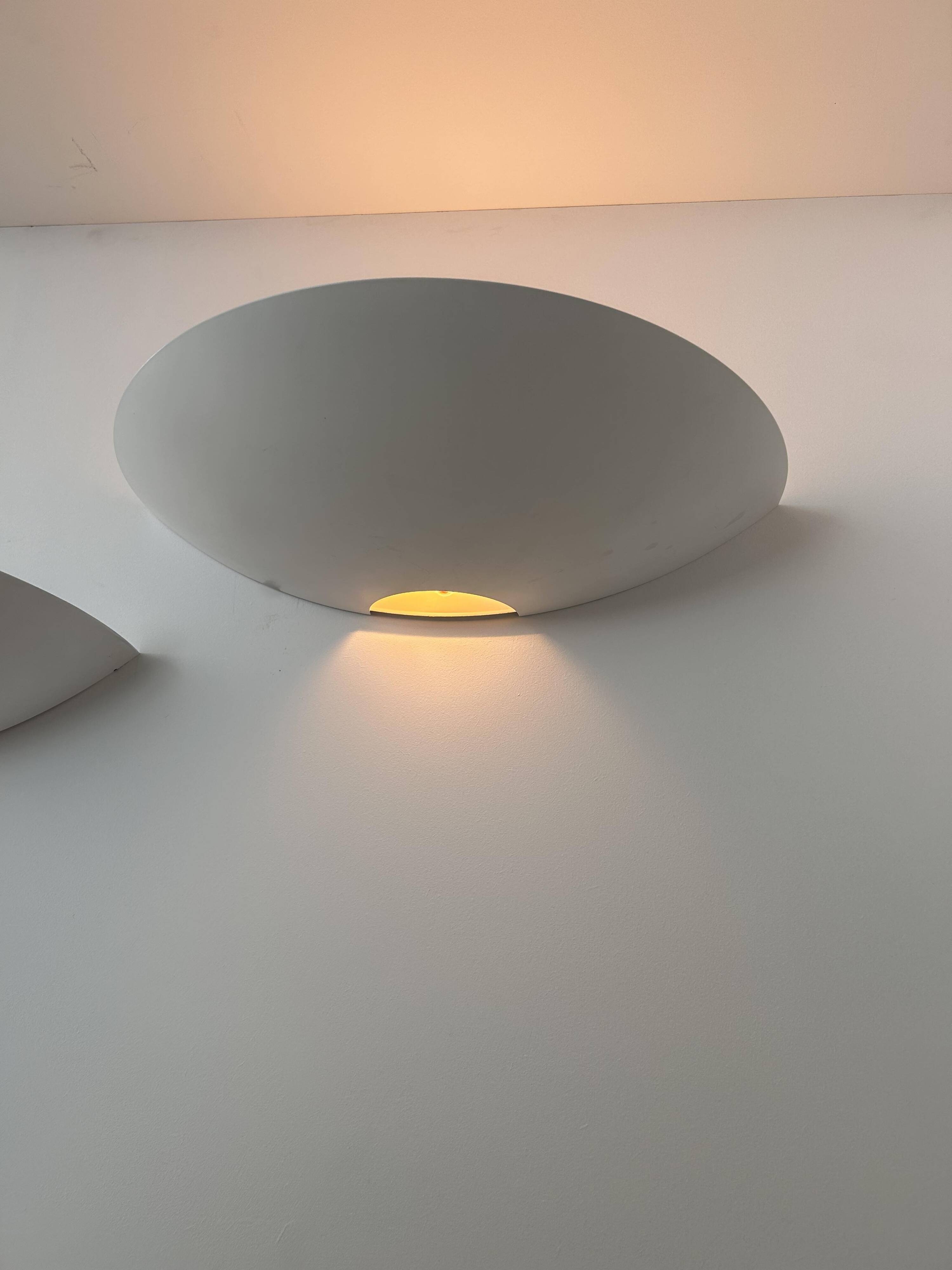 Pair of vintage wall lights, white lacquered metal, Germany 1980s