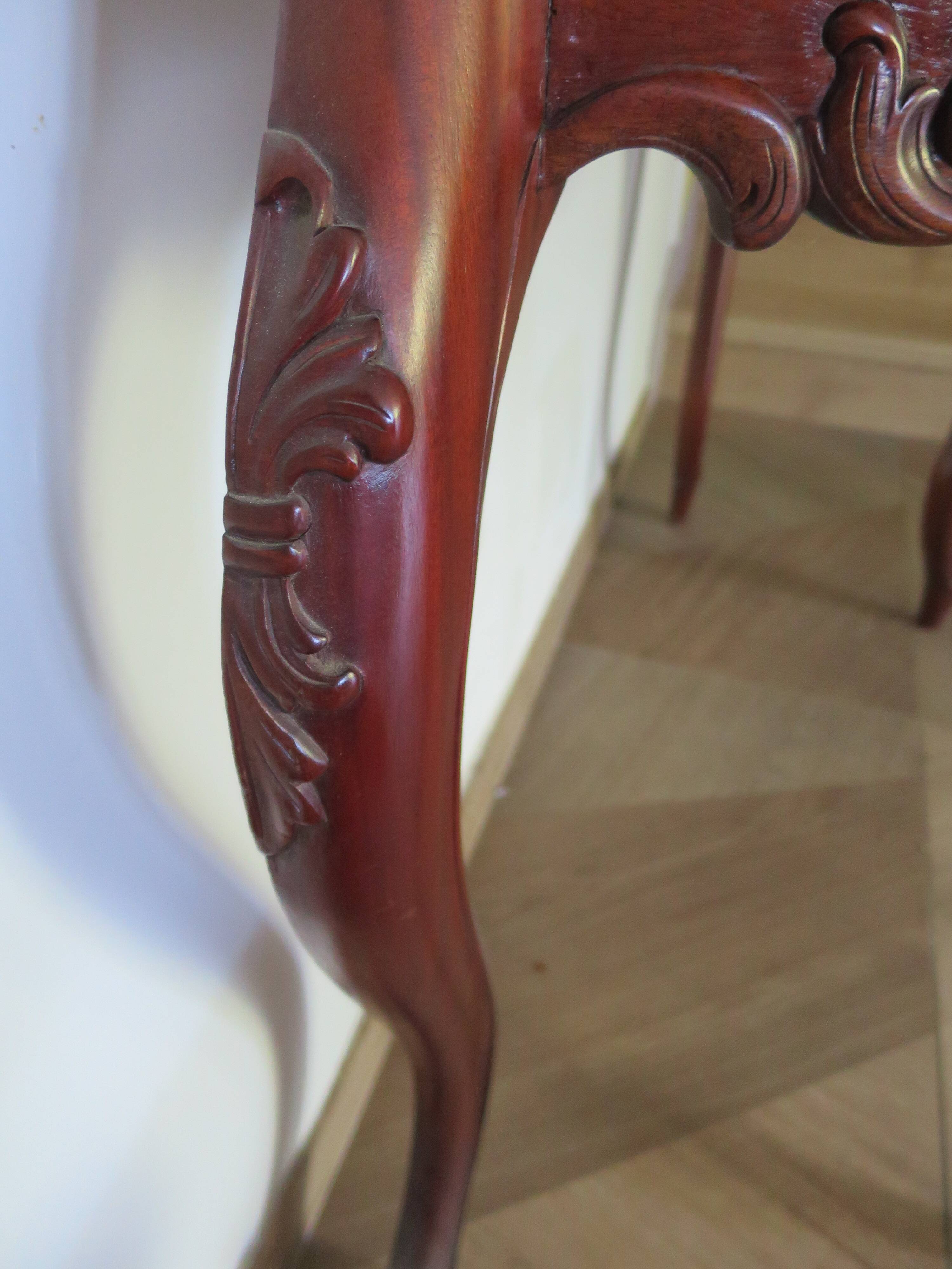 Console with curved legs - mahogany - Louis XV style - carved wood