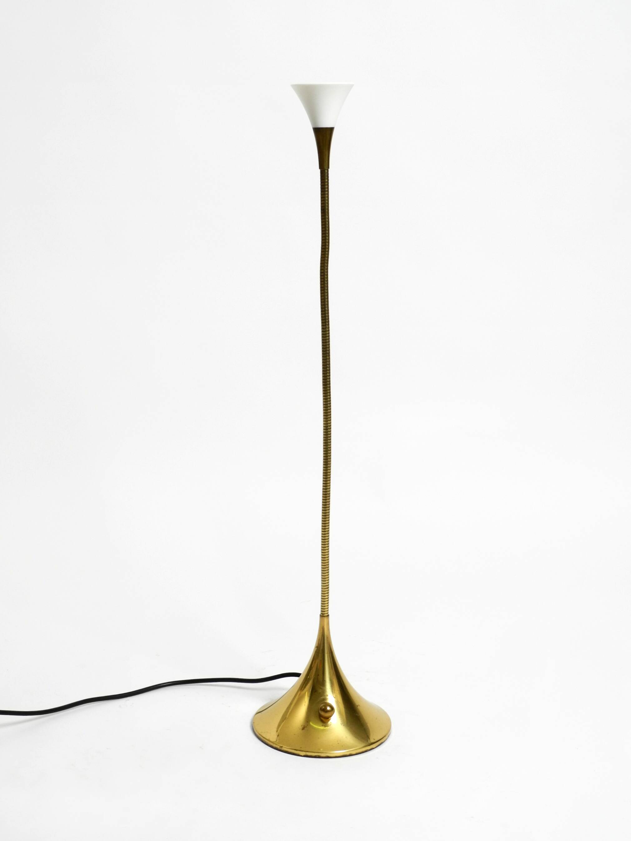 1980s brass halogen table lamp by Florian Schulz model Esa with gooseneck