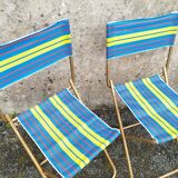 Lot de quatre sièges pliants de camping vintage