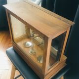Apothecary trebuchet scale in wooden chest