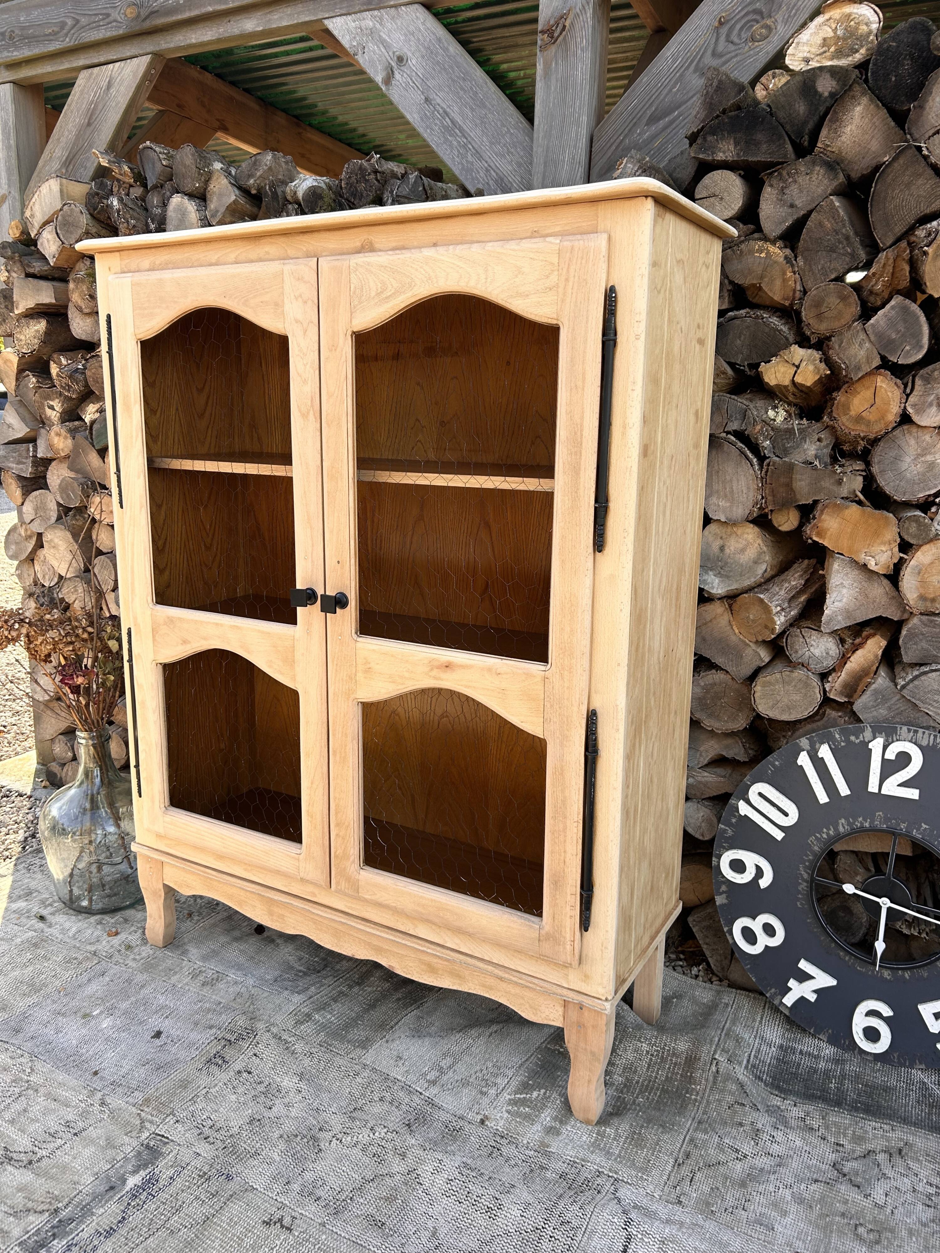 Refurbished solid wood display cabinet/sideboard