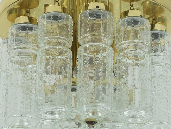 Plafonnier Limburg du milieu du siècle avec 18 tubes en verre