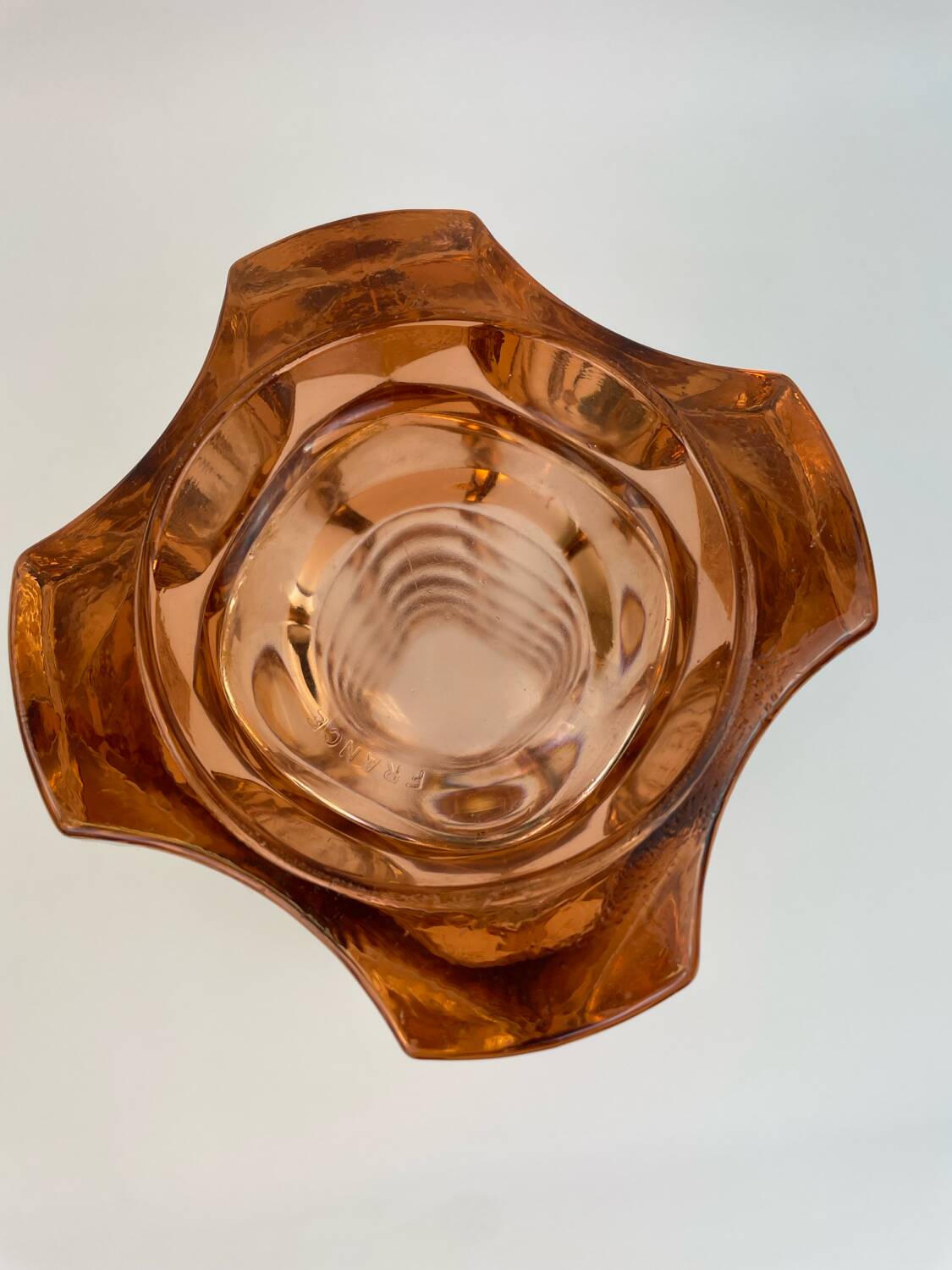 Large pink glass vase in Art Deco style