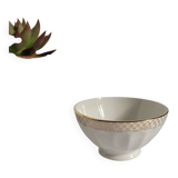 Opaque porcelain bowl with gold trim