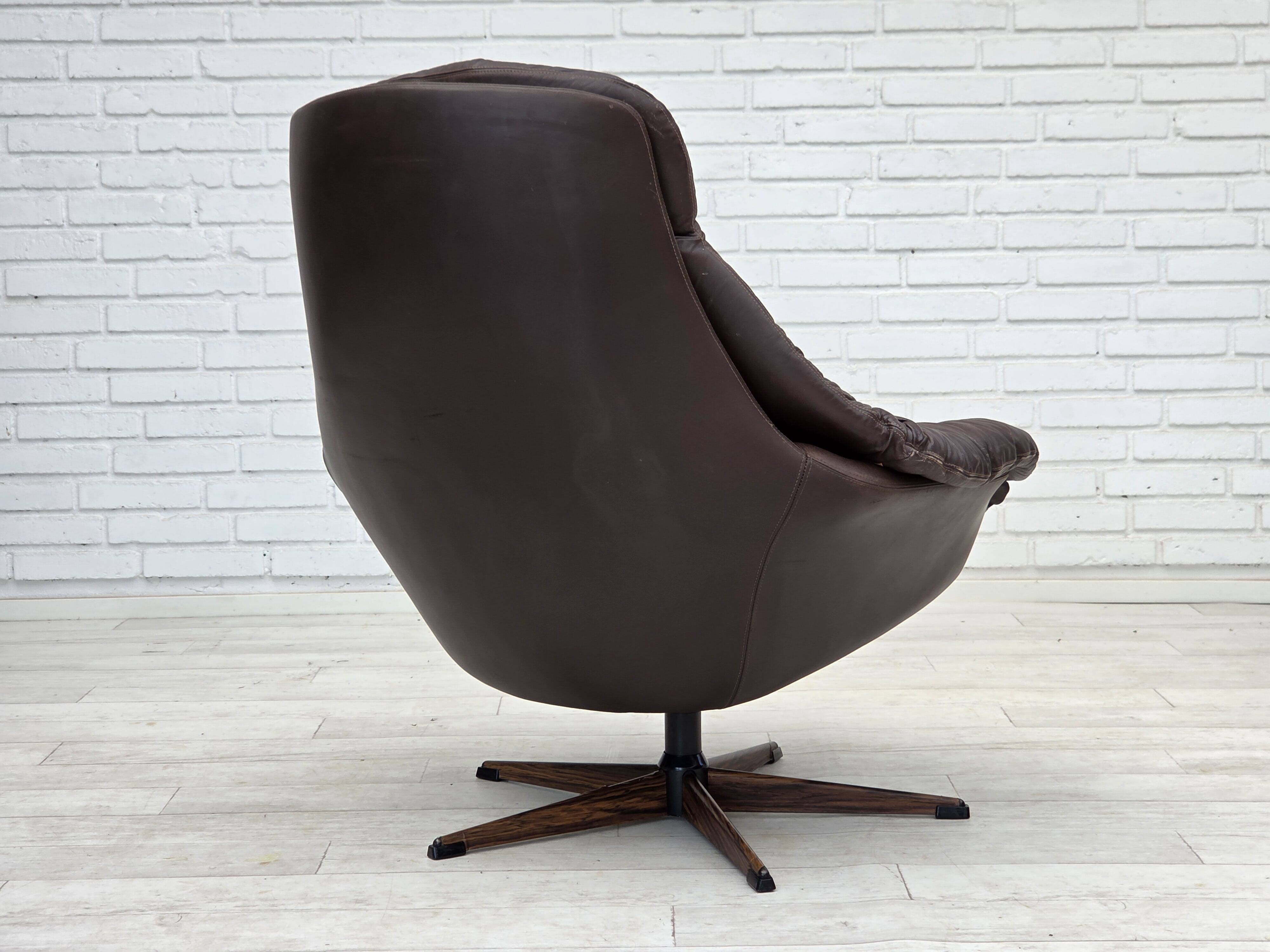 1970s, Danish design by H.W.Klein, swivel chair with footstool.