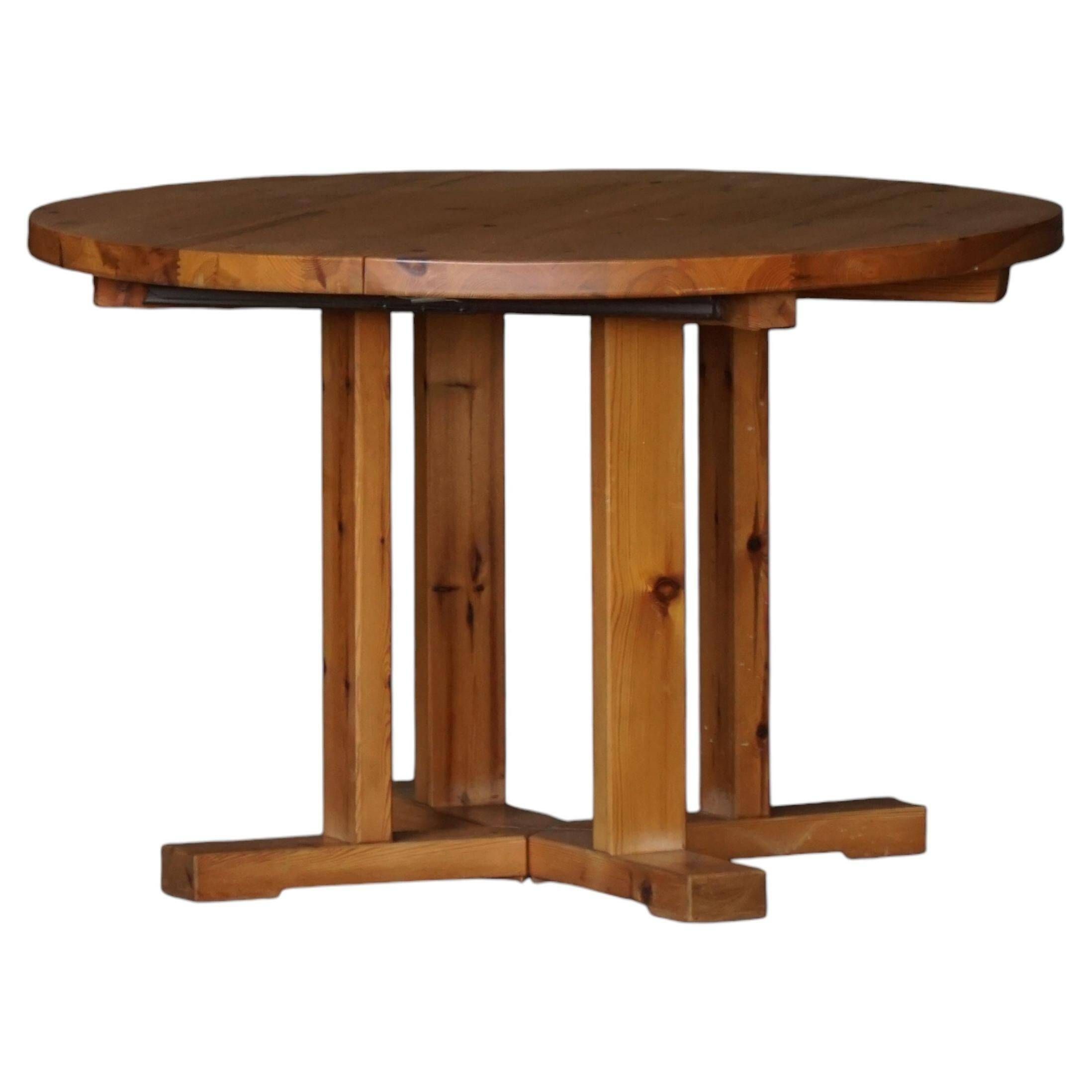 Table de salle à manger moderne danoise en pin avec rallonges, Danemark, années 1970