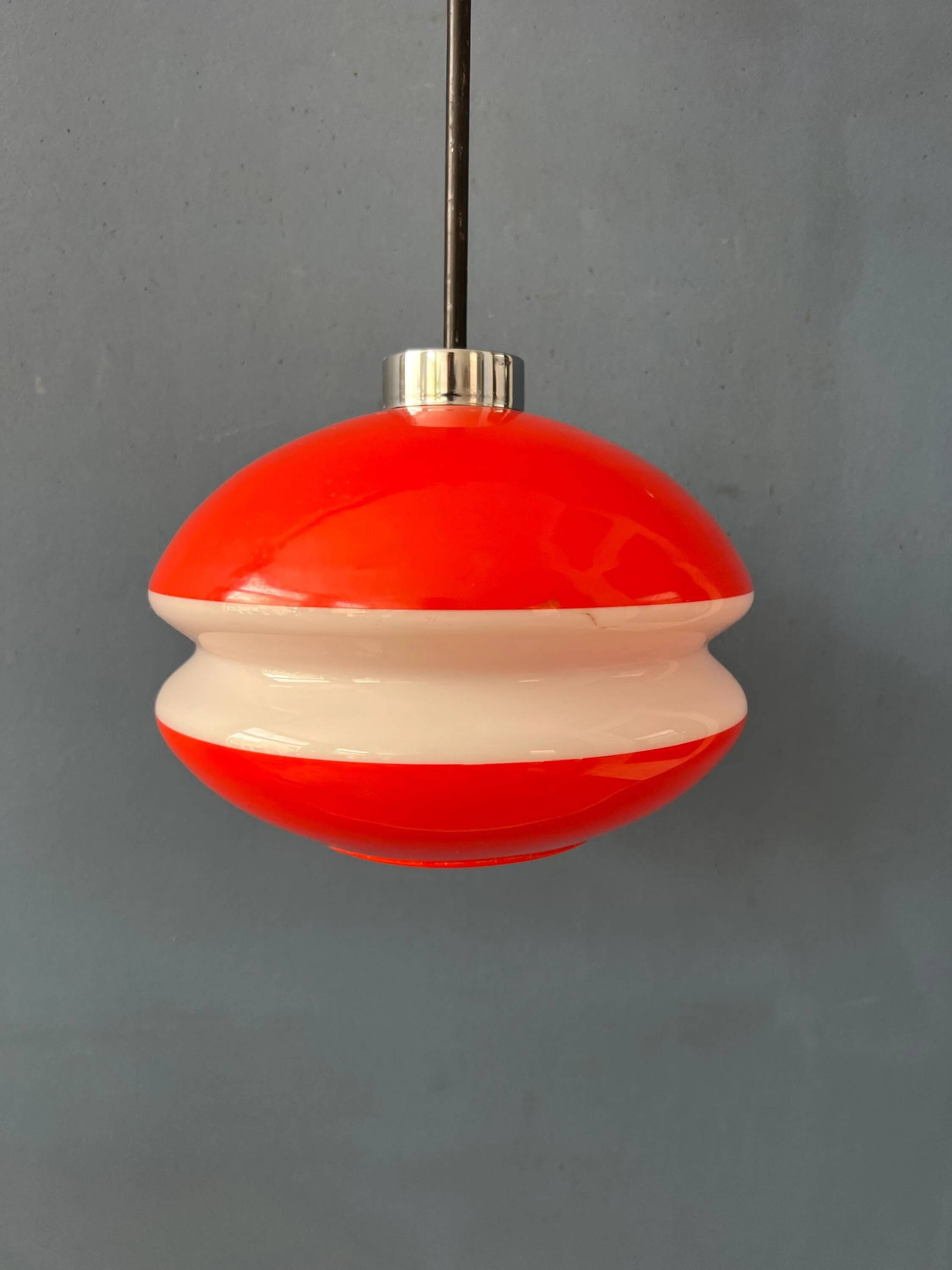 Vintage orange glass pendant light Peill & Putzler