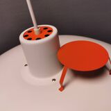 Beautiful older PH 4/3 hanging lamp, in white, with original orange suspension.
