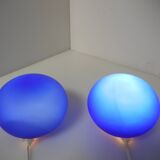 Pair of blue ball lamps