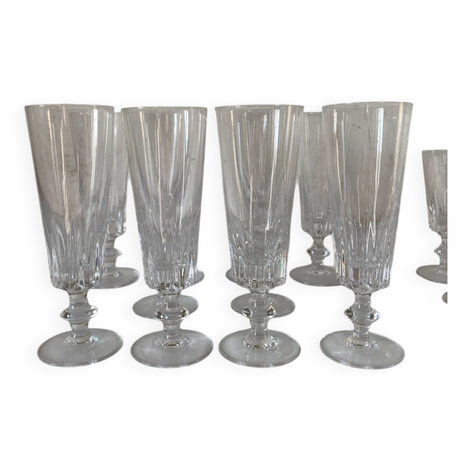 10 Baccarat champagne flutes
