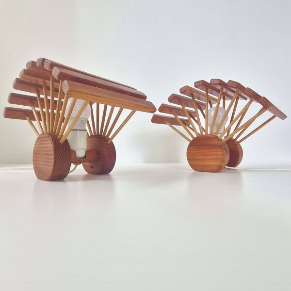 Paire de lampes vintage de Pierre Chapo en pin 1960