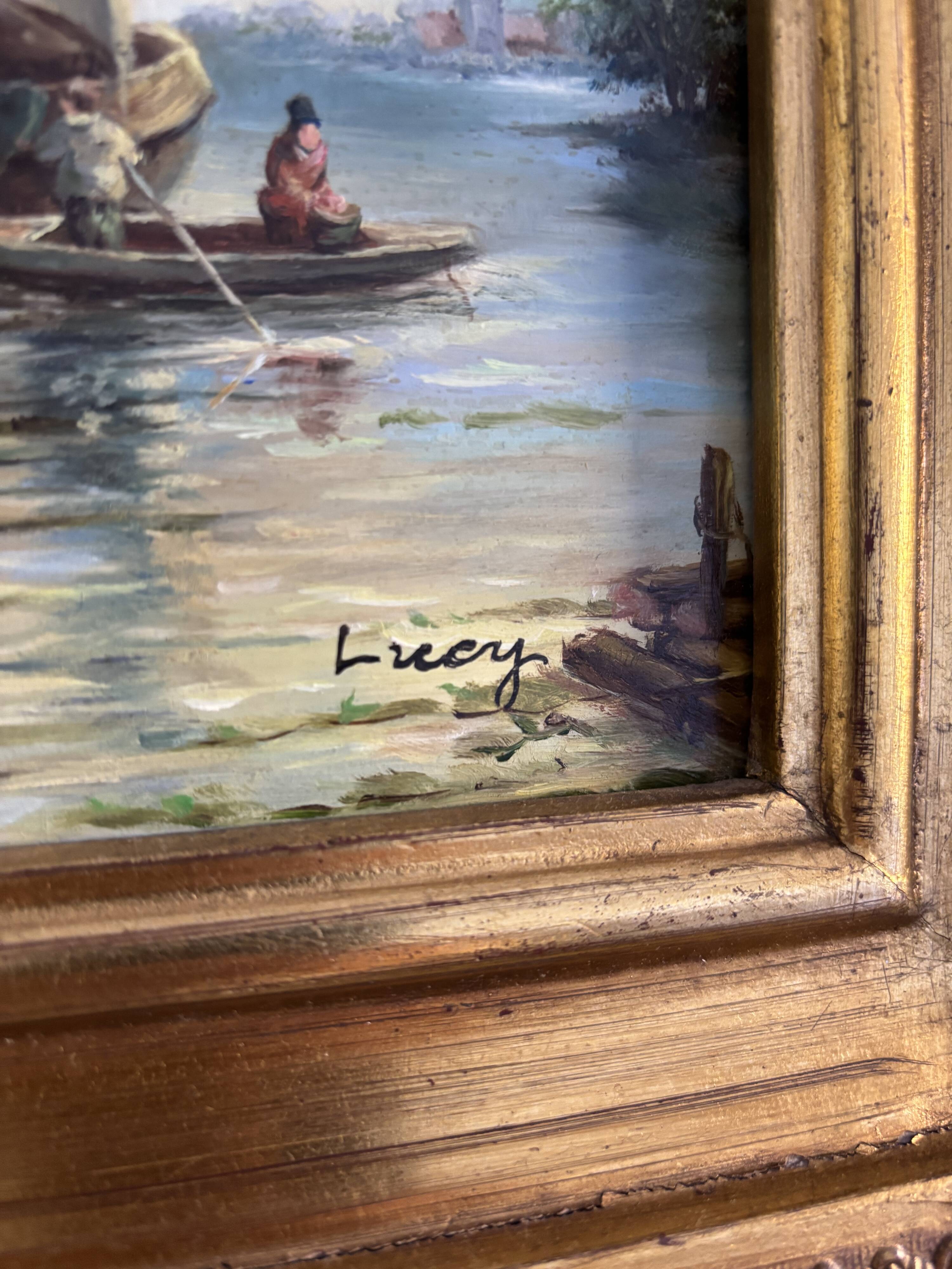 Oil painting seascape signed Lucy - 50 x 44 cm